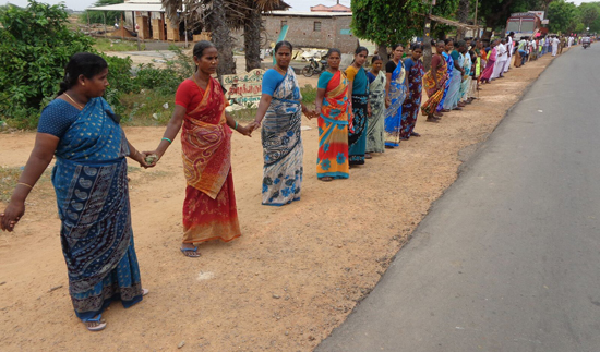 human chain on Cuddalore Chidambaram National Highway